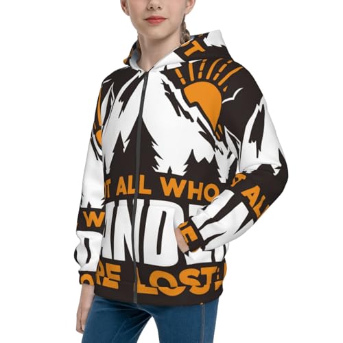 Not All Who Wander Are Lost4 Kid Hoodies Boys Zip Up Sweatshirts Girls Pullover with Pocket