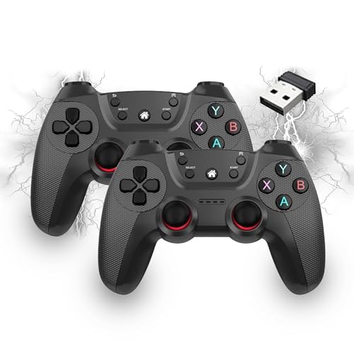 XIXIMENG USB Doppeltes Kabelloses Controller für Multiplayer, für Linux/Android-Telefon für Game Box/Game Stick/Windows PC/TV Box/Android,Plug & Play 2,4G Gamepad mit Hall-Effekt Joysticks (Grau)