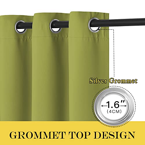 NICETOWN Patio Blackout Curtain Panels - Extra Wide Sliding Door Thermal Insulated Drape, Privacy Room Divider Curtain for Bedroom Office (Fresh Green, 66 x 118 Inch Long)