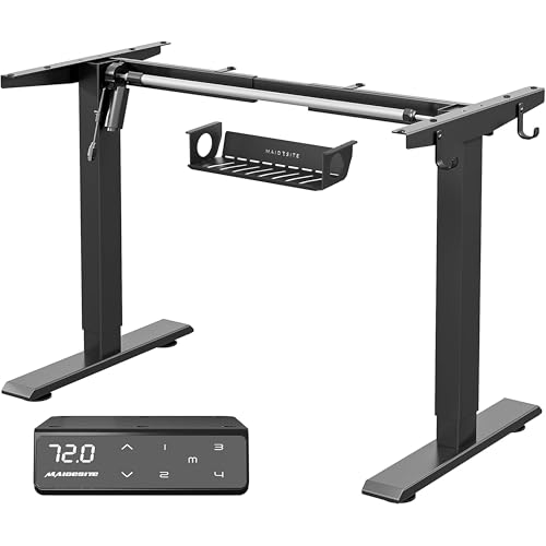 MAIDeSITe höhenverstellbarer Schreibtisch elektrisch mit starken Motor, tischgestell höhenverstellbar 2 teiligen Beinen sowie auch 4 Memory-Steuerung Schreibtisch -T1 Pro(Schwarz)