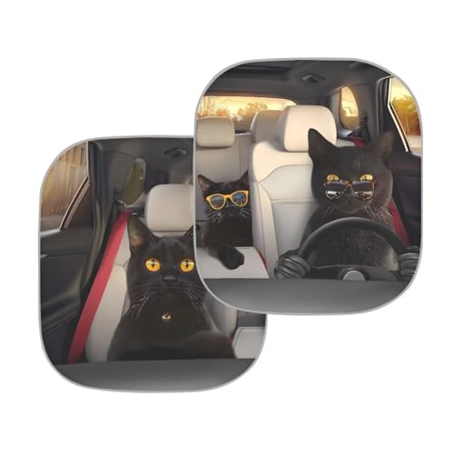 Image of Fashion Cats Car Sun Shade for Windshield Foldable Sunshade Front Window Cover Sun Visor Heat and UV Rays That Keeps Vehicle Cool Universal Vehicle Accessories 28.5 x 25.5 inches