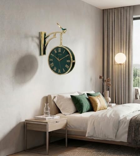 Image of Lucario Luxury Look Deer Round Wall Hanging Double Sided 2 Faces Retro Station Wall Clock (LU-Clock)