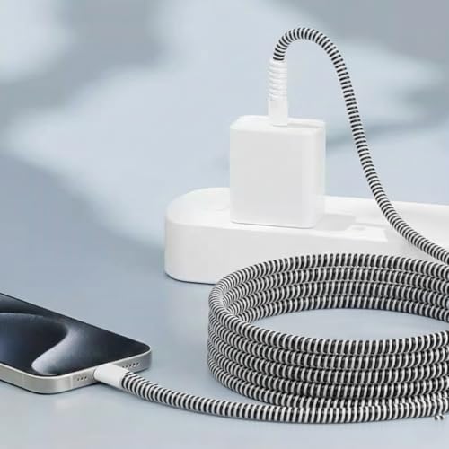 Image of skysia Spiral Cable Charger Protector Wire Protector - Data Cable Saver, Earphone Cable Cover, Cords Protective Wire Winder Sleeve Charger Cover (Black Wire Saver (Pack -2))