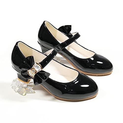 Cute Shoes for Girls Size 13 Fashion Kids Children Girls Spring PU Princess Dance Party Dress (Black, 12 Little Child)4