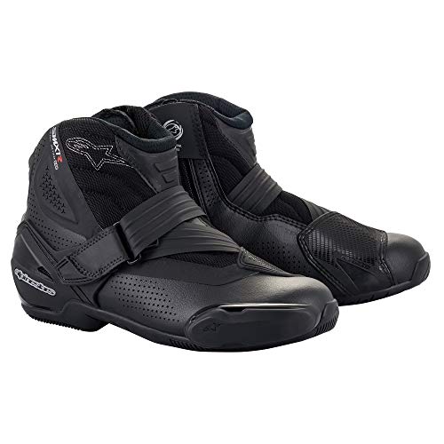 Alpinestars SMX-1 R V2 Vented Motorcycle Boots, Lightweight Microfiber Construction, Enhanced Airflow, Superior Grip - (44, Black/Black)