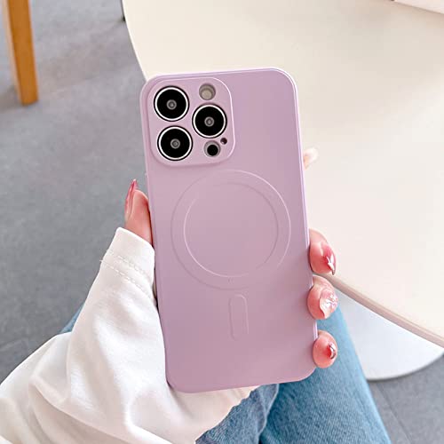 Coque de chargement sans fil pour iPhone 13 Pro silicone souple TPU herbe violette