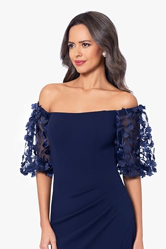 Xscape Women's Illusion Sleeve Off The Shoulder Long Dress (Reg and Petite)4