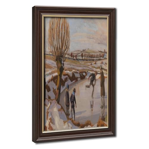 Expressionniste winter frozen pond toile décorative salon 30x45cm