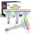 Linkind Matter BR30 Smart Light Bulbs with Stretchable Design & 4-Zone Aurascape Color, 850LM Recessed Smart Flood Light Bulb, Works with Alexa/Apple Home/Google Home, Music Sync Light Show, 4 Pack