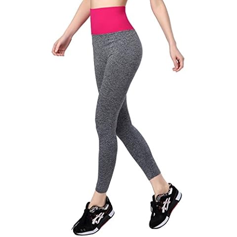 Qutool Women's Sports Pants Yoga Leggings Tights Workout Pant Running Pant Rose Red Cover