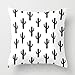 Housse de coussin super douce en forme de cactus noir et blanc pour décoration de maison, de bureau, de canapé, de lit, de chaise (cactus blanc), de cactus noir (45,7 x 45,7 cm)