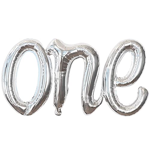 Image of KatchOn, Silver One Balloon for First Birthday - 20 Inch | Winter Onederland 1st birthday Girl Decorations | One Balloon Silver, one birthday Decorations