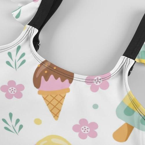 Image of Girls One Piece Swimsuit Lovely Cute Animals Ruffles Swimwear Bathing Suits 3-12 Years