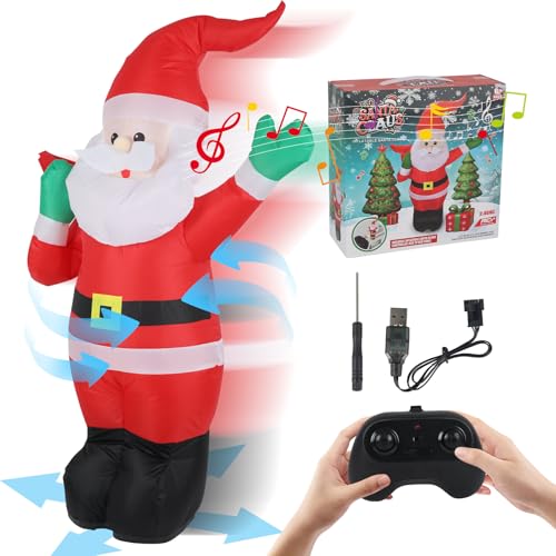 CEIEVER Christmas Inflatable Santa Decoration, Inflatable Air Blown Christmas Santa Claus with Remote Control Inflatable Santa Claus for Outdoor Garden Yard Lawn Christmas Party Xmas Decoration Gift