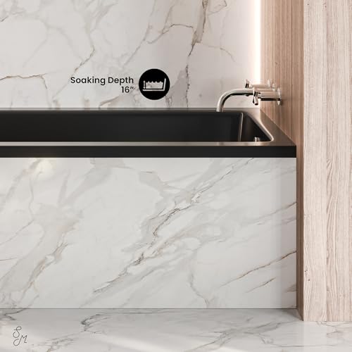 Image of Swiss Madison Voltaire 54 x 30 Right Drain Soaking Alcove Bathtub in Glossy Black