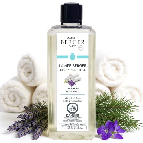 Fresh Linen - Lampe Berger Fragrance Refill for Home Fragrance Oil Diffuser - 33.8 Fluid Ounces - 1 Liter