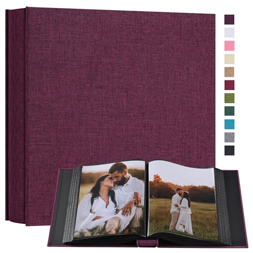 Image of potricher Small 8x10 Photo Album 160 Pockets Linen Cover Large Capacity Picture Book for Family Wedding Anniversary and Baby (Purple)