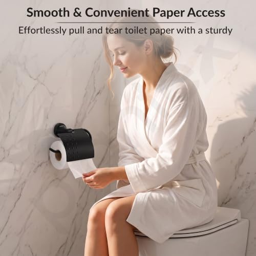 Image of Plantex 304 Grade Stainless Steel Tissue /Toilet Paper Roll Holder Stand for washroom Bathroom Accessories - Pack of 1 Niko (Black)