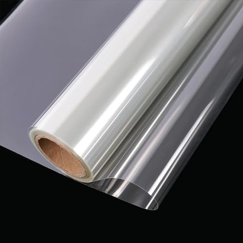 TSKDKIT Clear Sticky Back Plastic Roll Self Adhesive 30 x 500 cm Transparent Vinyl Book Cover Film, Waterproof Oil-Proof Peel and Stick Protective Film for Kitchen Countertop, Wall, Glass, Furniture