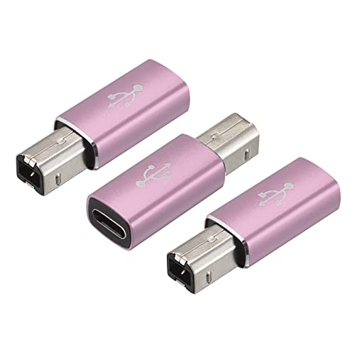 MECCANIXITY USB C Female to MIDI Convert Adapter, Type-C to USB B Adapter Rose Golden for Printers, Laptop, Tablet, Piano, Synthesizers, Pack of 3