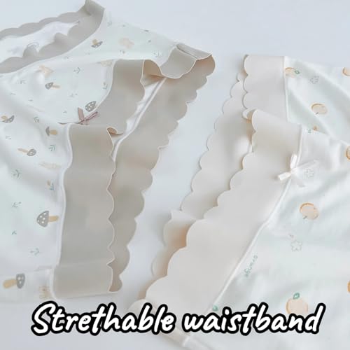 Cute Modal Cartoon Underwear for Teen Girls Ruffled Trim Wide Waist Mid Rise Panties Cool Briefs Summer 5-Pack3