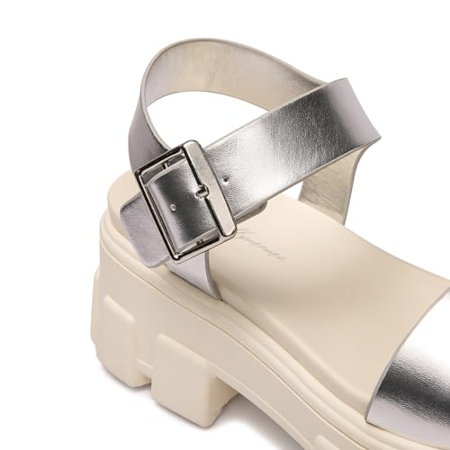 Image of Luffymomo Women's Platform Wedge Sandals | Chunky Heels Ankle Strap Shoes Open Toe Summer Adjustable Sandals, Lug Sole