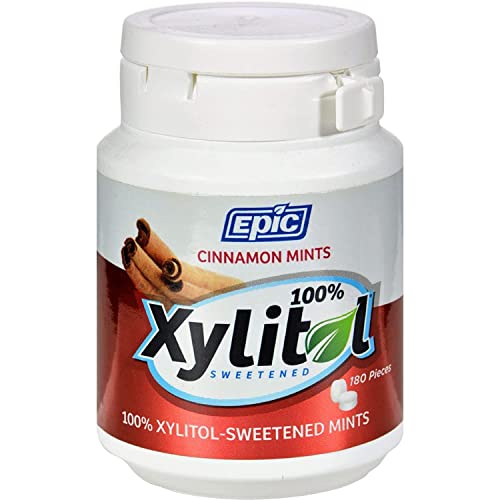 Epic Dental Mints - Cinnamon 100% Xylitol Sweetened Mints - Bottle - 180 Count #TOP4
