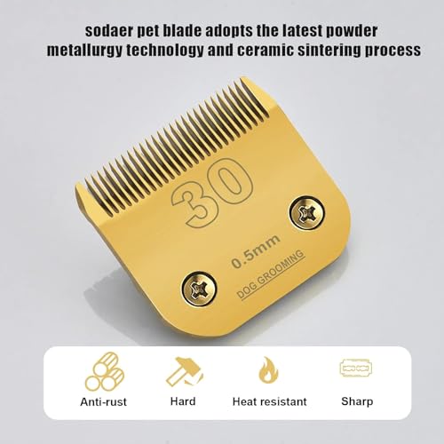 3 Packs #30 Clipper Blade Dog Grooming Compatible with Andis Clippers Detachable Ceramic Sharp Also Compatible with Wahl/Oster Dog Clippers1/50 0.5mm Cut Length (Gold) 3 Packs #30 Clipper Blade Dog Grooming Compatible with Andis Clippers Detachable Ceramic Sharp Also Compatible with Wahl/Oster Dog Clippers1/50 0.5mm Cut Length (Gold)
