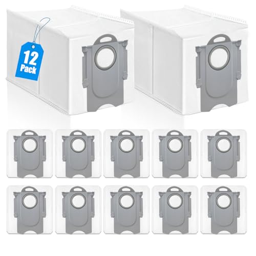 12 sacs poussière pour aspirateur-robot pour Roborock QV 35A / Qrevo S5V / QV35S / Q Revo/Saros 10R / Saros10 / Q Revo S/Qrevo Pro/Qrevo Curv/Qrevo Master/Qrevo Slim / S8 MaxV Ultra, grands