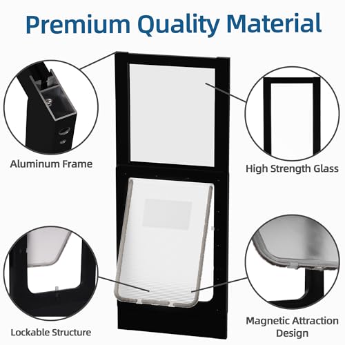 Elevon Dog Door for Sliding Glass Door, Doggie Door Insert with Magnetic Closing Latch Plate, Adjustable Height 83"-91" Slider Height, Patio Pets Door for Dogs, No-Cut Install, Black by Elevon - Image 7