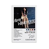 Amy Poster dcoratif sur toile de l'album de musique Winehouse, dos au noir, affiches murales et impression d'art moderne pour chambre  coucher (20 x 30 cm)