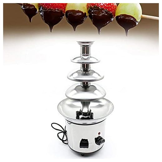 170 W chokladfontän, 4 våningar rostfritt stål chokladfontän choklad fondue chokladfondue för frukt och bakverk, djup uppsamlingsskål