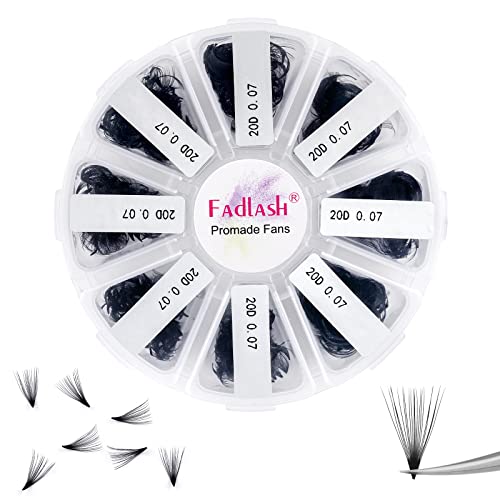 Premade Fans Eyelash Extensions 1000 20D Promades Eyelash Volume Lash Extensions Pointed Base Loose Fans Premade Lash Extensions Fans Handmade Pre Made Volume Lashes Mix (20D-0.07C, 15-20mm)