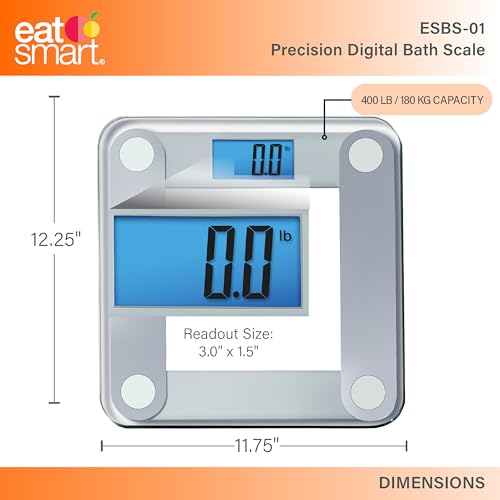Eat Smart Digital Bathroom Scale with Extra Large Easy to Read Lighted Display, Weight Tracking, Includes Body Tape, Grey and Clear by EatSmart - Image 3