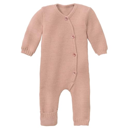 Disana STRICK-OVERALL Baby & Kleinkind - 100% Bio-Merino – atmungsaktiv & bequem - unisex Gr. 50 – 80 - nachhaltig & fair - dehnbar, mit Umklappbündchen - made in Germany | Rosé Gr. 50-56
