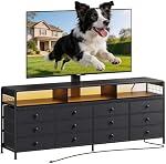 REAHOME TV Stand with Mount, 67" Entertainment Center for 32/45/55/60/65/70 inch TVs, Media Console Table with 12 Drawers, Height Adjustable Mount, Dresser TV Stand for Living Room, Black