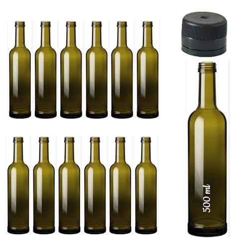 ESENCIA ANDALUZ Botellas de 500 ml Bordo Eco para Vino, Licor, Aceite y Cerveza - Vidrio con Tapón para Rellenar (6 Unidades)