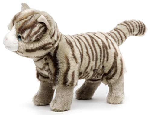 Uni-Toys - Katze grau-getigert, stehend - 35 cm (Länge) - Plüsch-Katze - Plüschtier, Kuscheltier