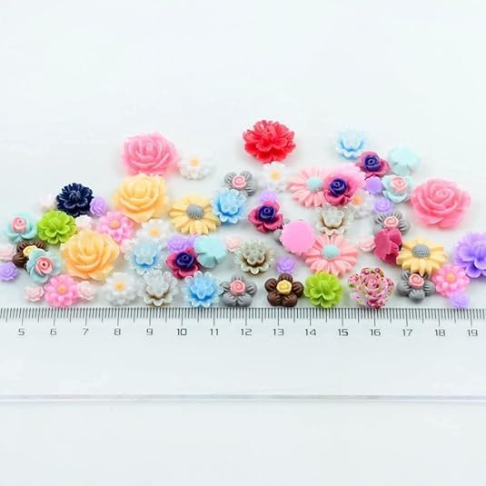 50 Pcs Mix Color Different Size Resin Rose Flower Flatback Cabochons Embellishments - Image 9