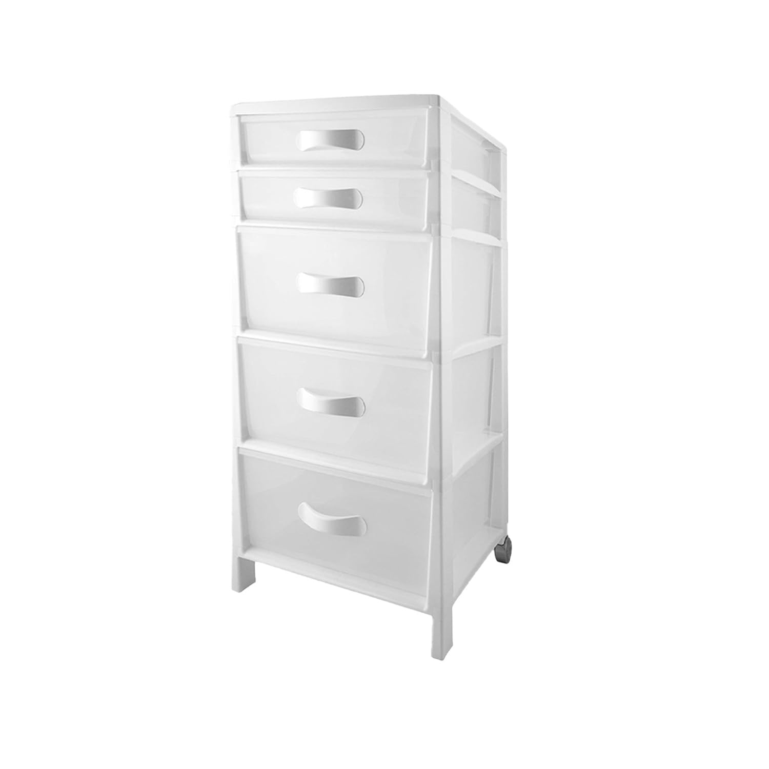 Organizzatore Multifunzione con 5 Cassetti Bianca, Ideale per Camera, Cucina, Bagno e Ufficio - Mobiletto con Cassetti Trasparenti 39.5x38x82cm