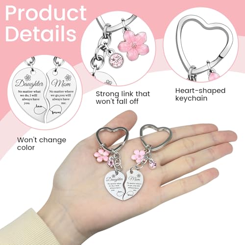 2 stuks moeder dochter hart, moeder dochter cadeau, sleutelhanger set, geschenken voor moeder, Moederdag, verjaardag, dochter motiverende geschenken - Afbeelding 4