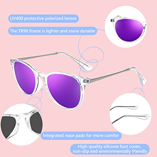 FEISEDY Kids Round Polarized Sunglasses for Girls Boys Classic Retro UV400 Protection Toddler Sun Glasses Age 3-12 B90703