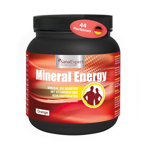 SanaExpert Mineral Energy – Isotonisches Sportgetränkepulver mit Kohlenhydraten, Elektrolyten, Vitaminen (C, B1, B2, B6, Niacin) sowie Calcium, Magnesium und Natrium – 1100 g – Made in Germany