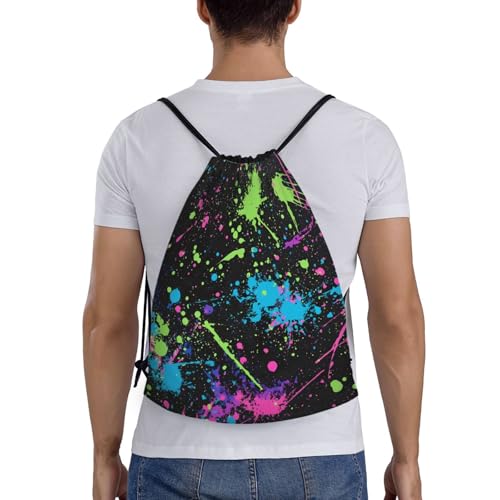 Paint Splatter Pattern Drawstring Backpack Bag Gym Backpack Basketball Bag For Women Men2