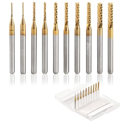 End Mill Set 10PCS Carbide Router Bits for Metal Engraving