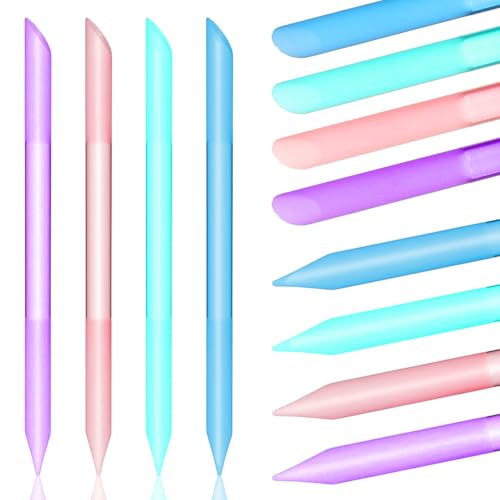 Molain 4Pcs Glass Cuticle Pusher, Dual-Ended Manicure Stick Set Crystal Cuticle Remover Tool Glass Nail File Reusable Cuticle Pusher For Professional Nails And Cuticles Care