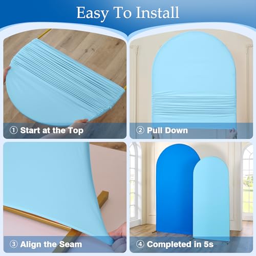 Blue Royal Blue Arch Backdrop Cover Set of 2-7.2ft 6ft Dual Color Wedding Arch Cover,Wrinkle Free Stretchy Spandex Fitted Chiara Arch Stand Cover for Boss Baby Birthday Party Photo Photography by leegleri - Used condition - Image 7