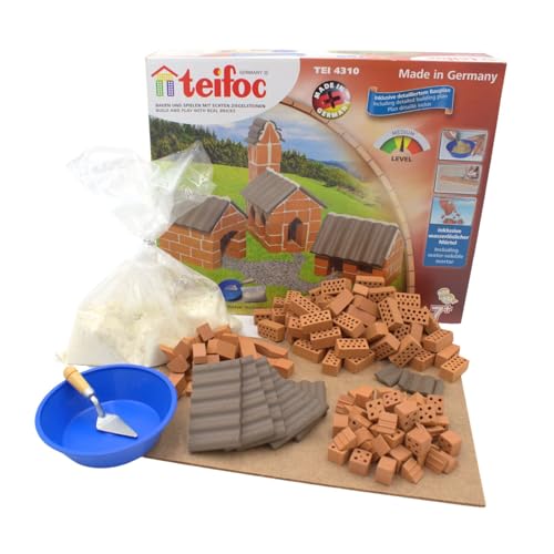 Teifoc 4310 Kit de Construction en Briques – Village, kit de Construction avec 155 Mini-Briques pour Filles et garçons, Construire soi-même 3 Maisons DIY,...