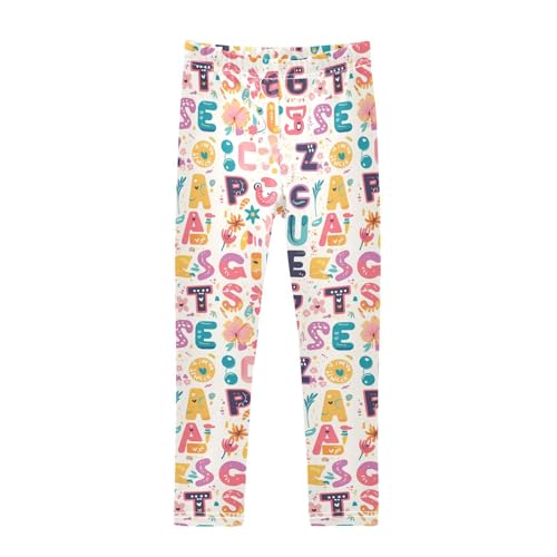 KLL Scandinavian Style Alphabet Toddler Girls' Active Leggings Soft Full Length Lounge Pants Running