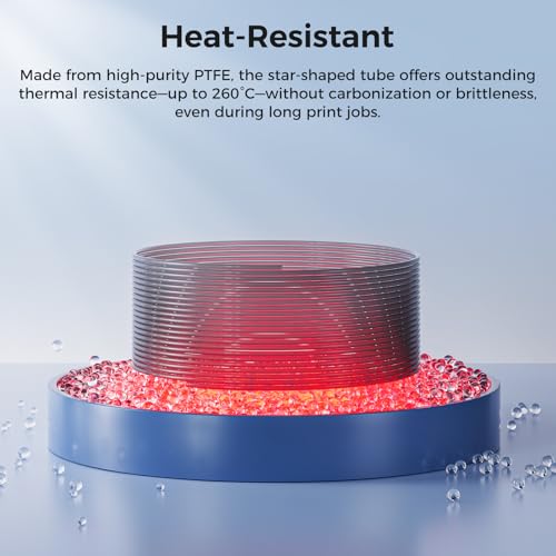 Creality PTFE Tube 4m 3D Printer Accessories, Low-Resistance Star-Shaped Inner Channel,High-Temperature Resistant Up to 260°C, Reduced Friction for Smooth Filament Flow,for FDM 3D Printer